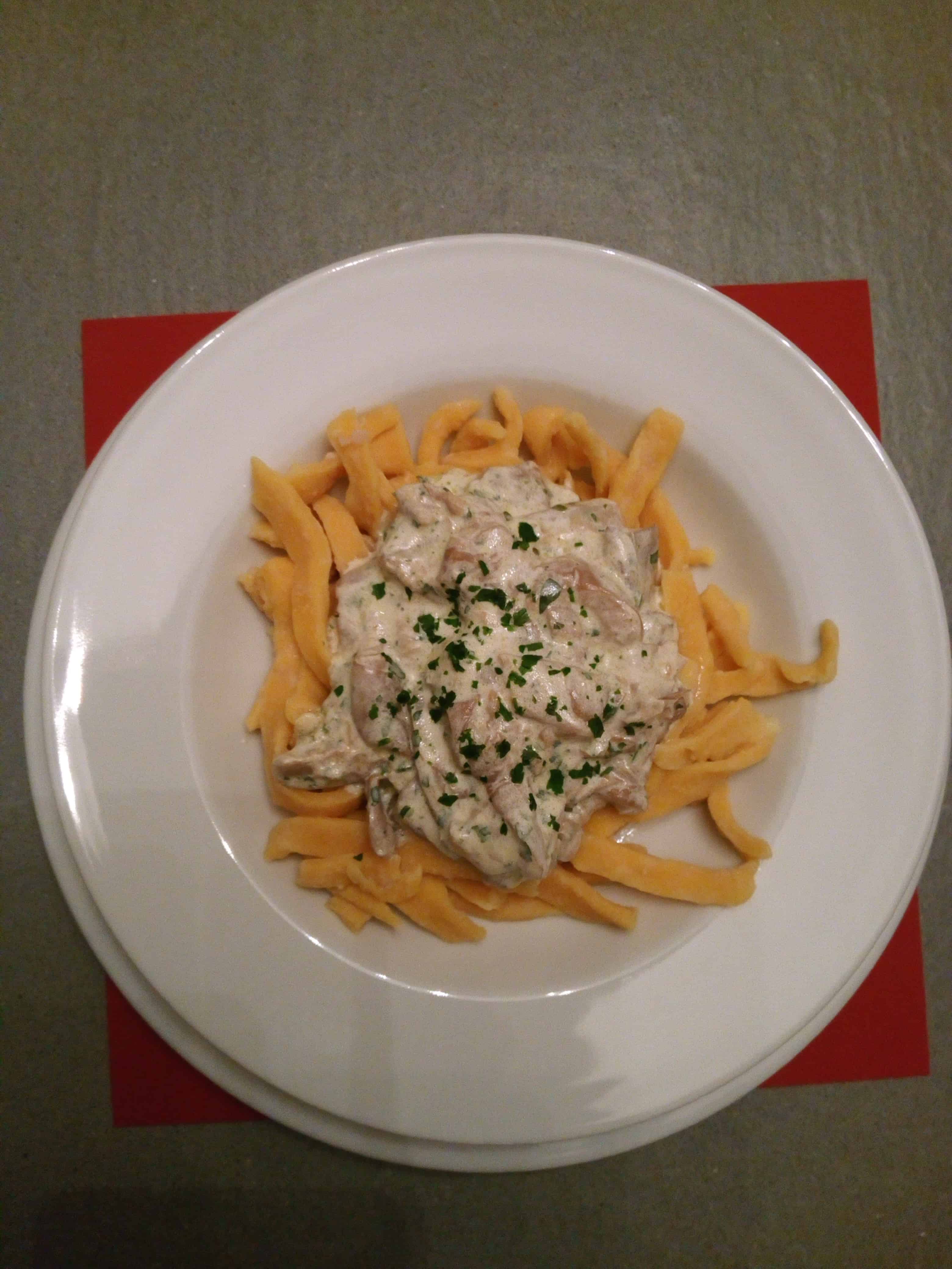 low carb chickpea pasta with mushrooms