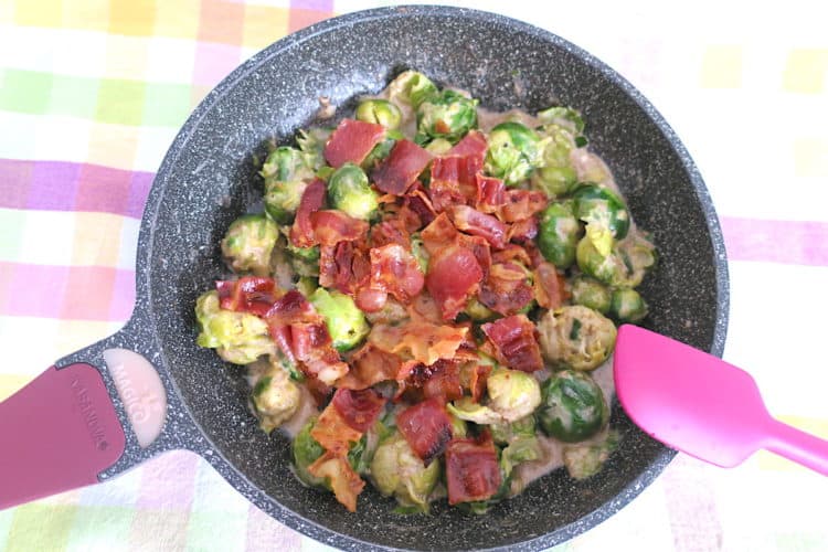 Low Carb Creamy Brussel Sprouts with Crunchy Bacon