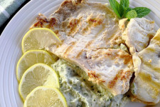 Swordfish Steak with Parsley Cauliflower Purée & Anchovy Emulsion