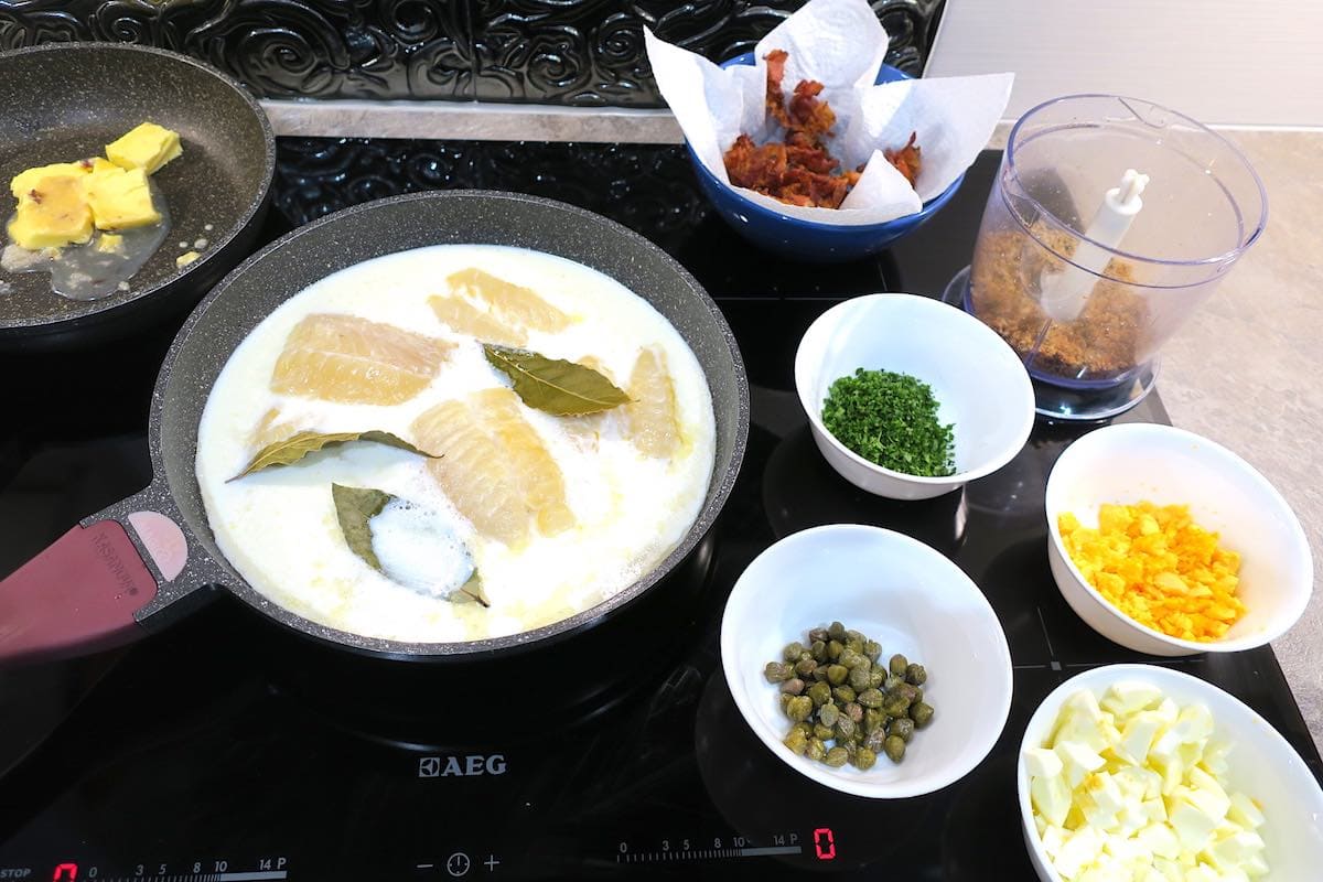 Poached Haddock, Pancetta Curls & Polonaise Sauce