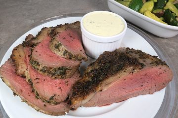 Herb Crusted Beef with Brandy & Mustard Sauce