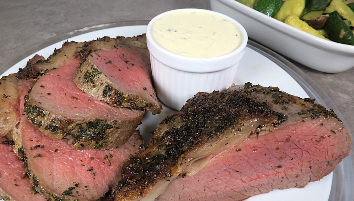 Herb Crusted Beef With Brandy Mustard Sauce