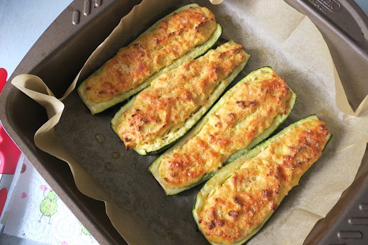 Low Carb Ricotta Stuffed Zucchini Boats