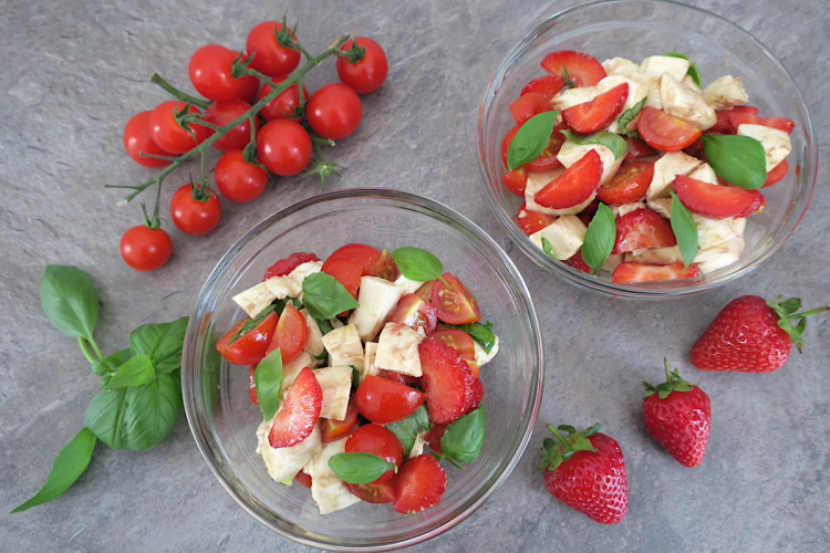 Strawberry, Tomato, Mozzarella and Basil Salad
